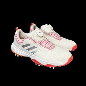 Adidas Junior CodeChaos BOA golf shoes in the Cloud White / Screaming Pink